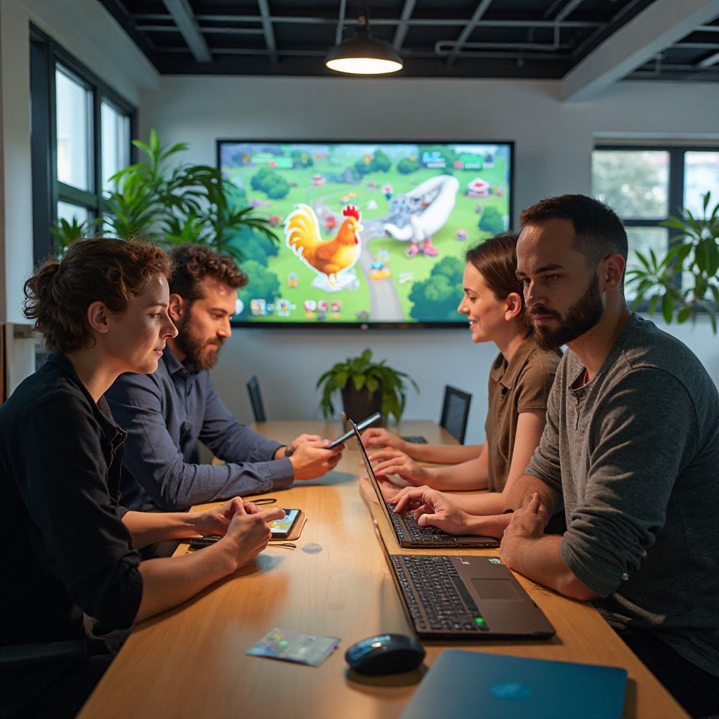 Team working on Feathered Journey game