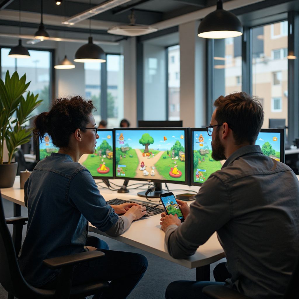 Game development team working on Feathered Journey